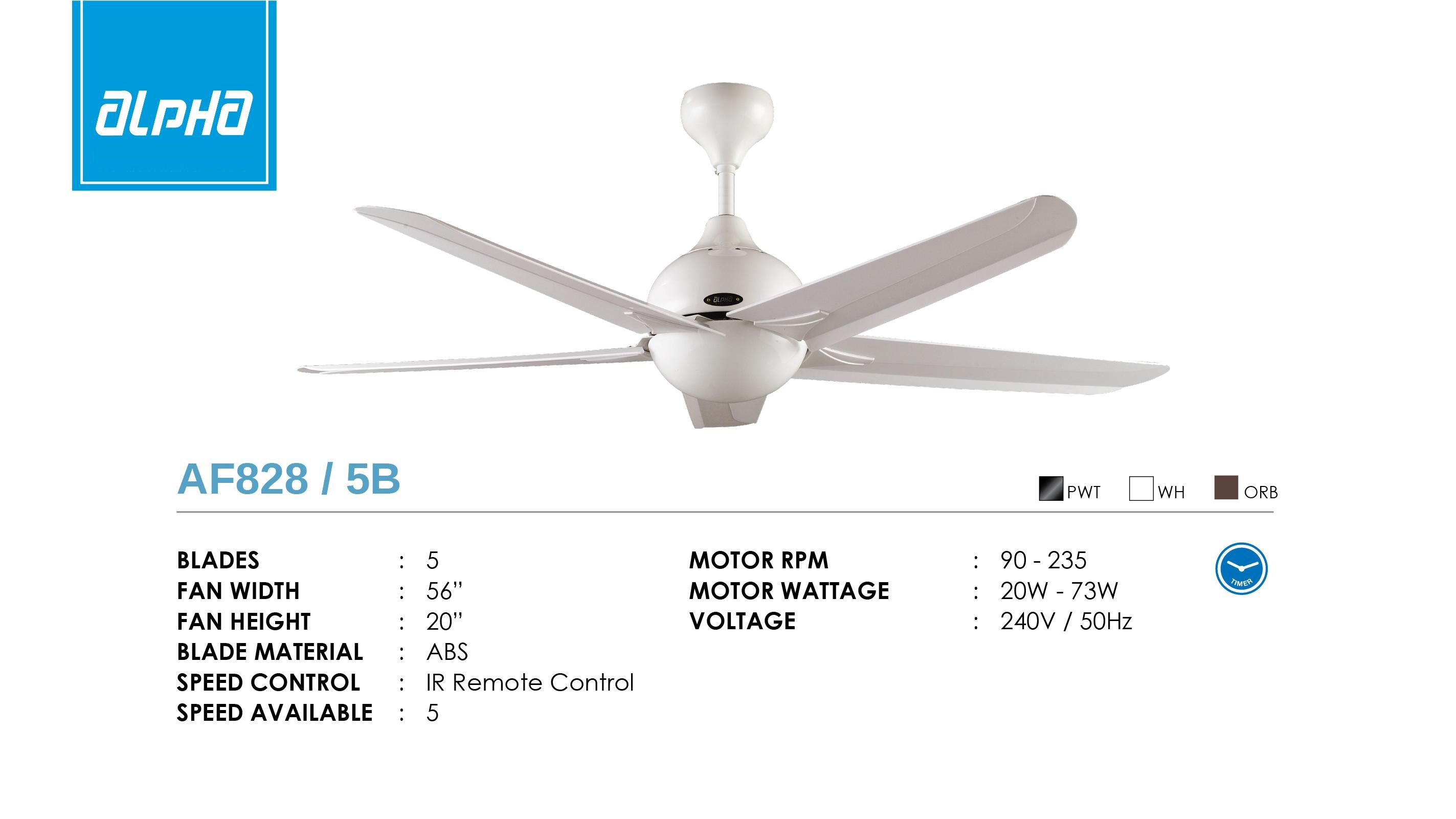 Alpha 56 5 Blades Ceiling Fan With Remote Control White